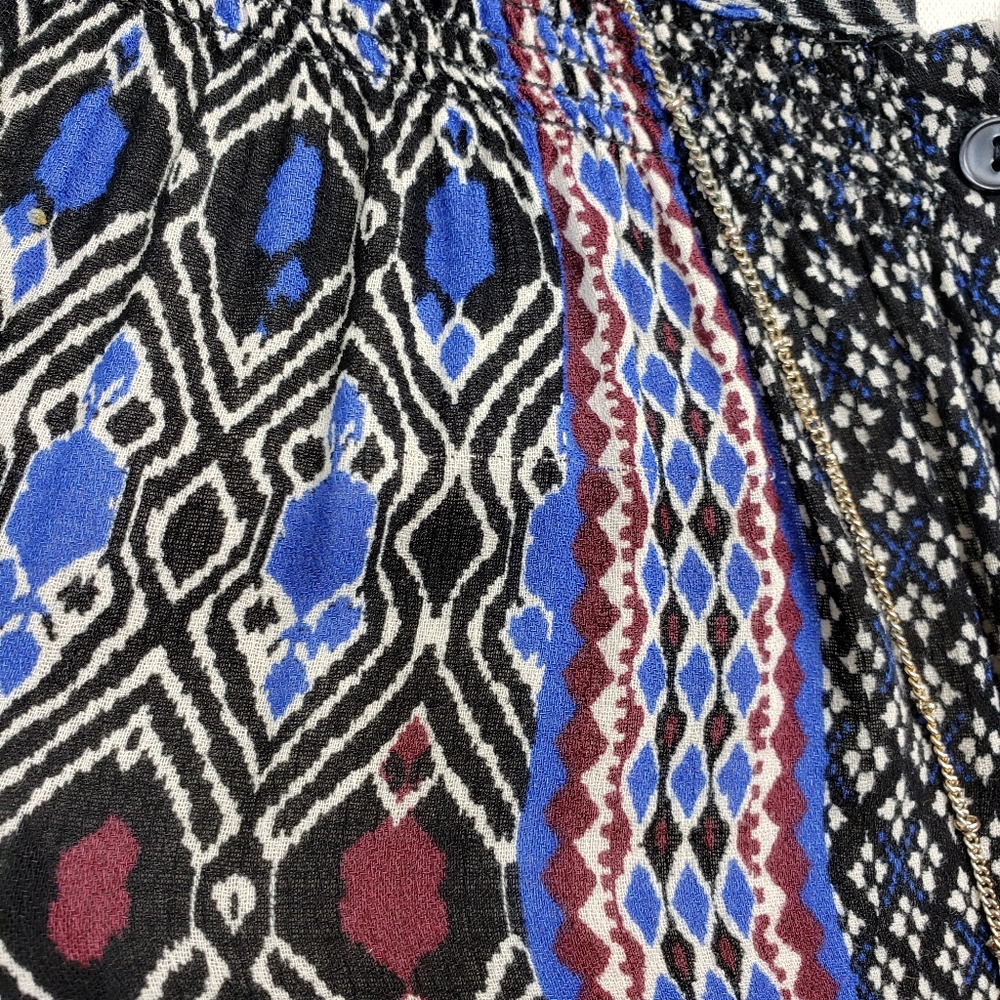Lucky Brand Ikat Boho Printed Peasant Blouse - Picture 8 of 8